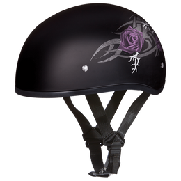 D6-PR DOT Approved Daytona Skull Cap Motorcycle Half Face Helmet – Purple Rose