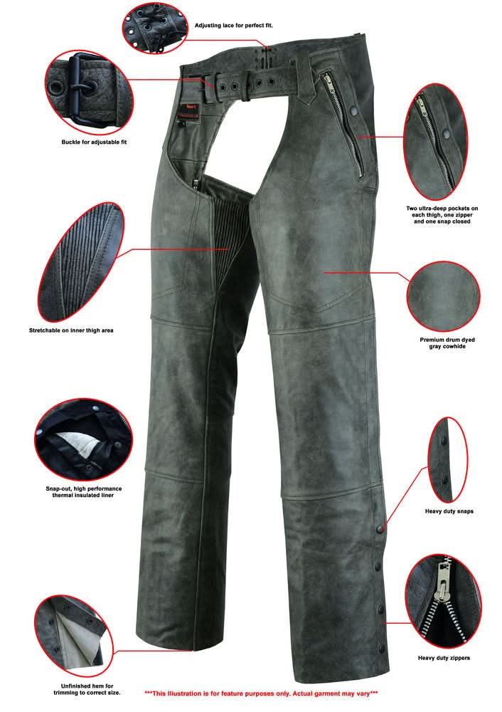 Erova™ Unisex Leather Motorcycle Chaps