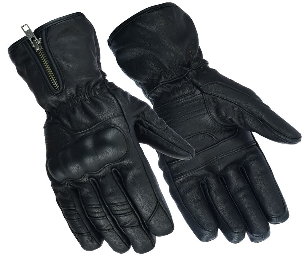 Everest™ Men's leather motorcycle gloves - Black