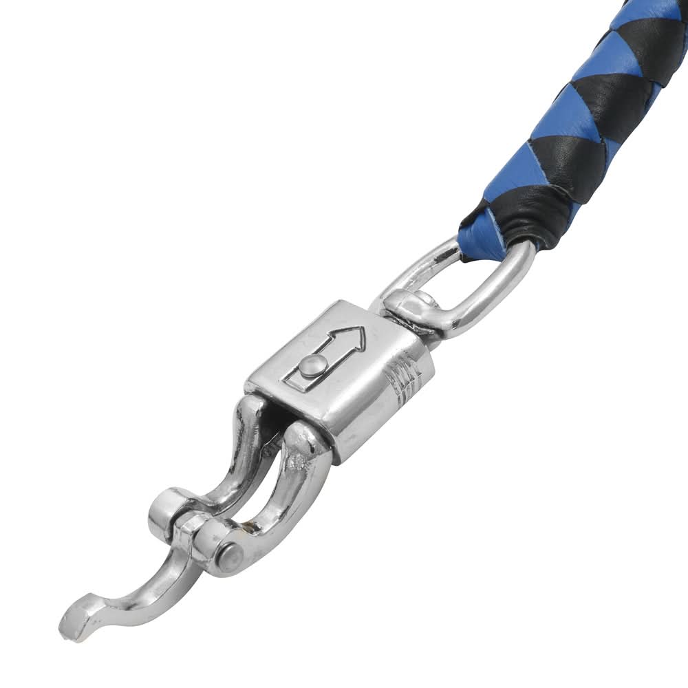 GBW21B Leather Handlebar Fringe - Blue/Black w/ Black Pool Ball