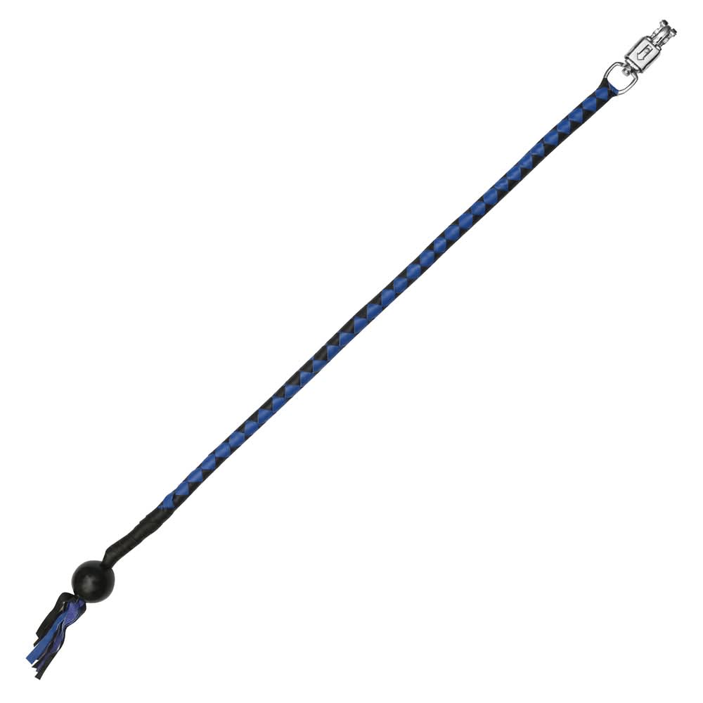 GBW21B Leather Handlebar Fringe - Blue/Black w/ Black Pool Ball