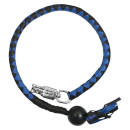 GBW21B Leather Handlebar Fringe - Blue/Black w/ Black Pool Ball