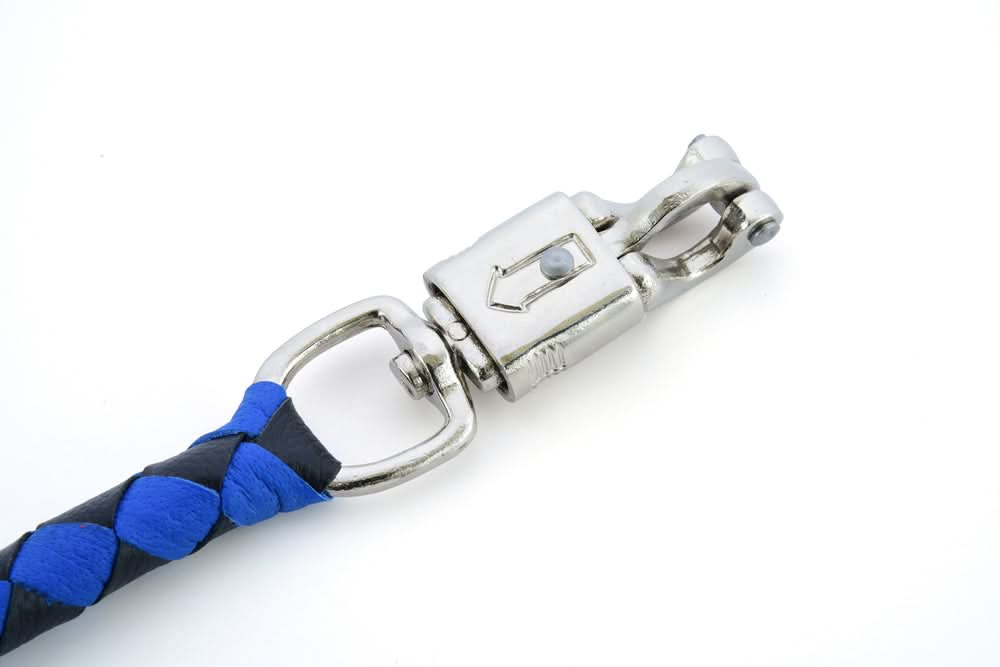 GBW25 Leather Handlebar Fringe - Blue/Black