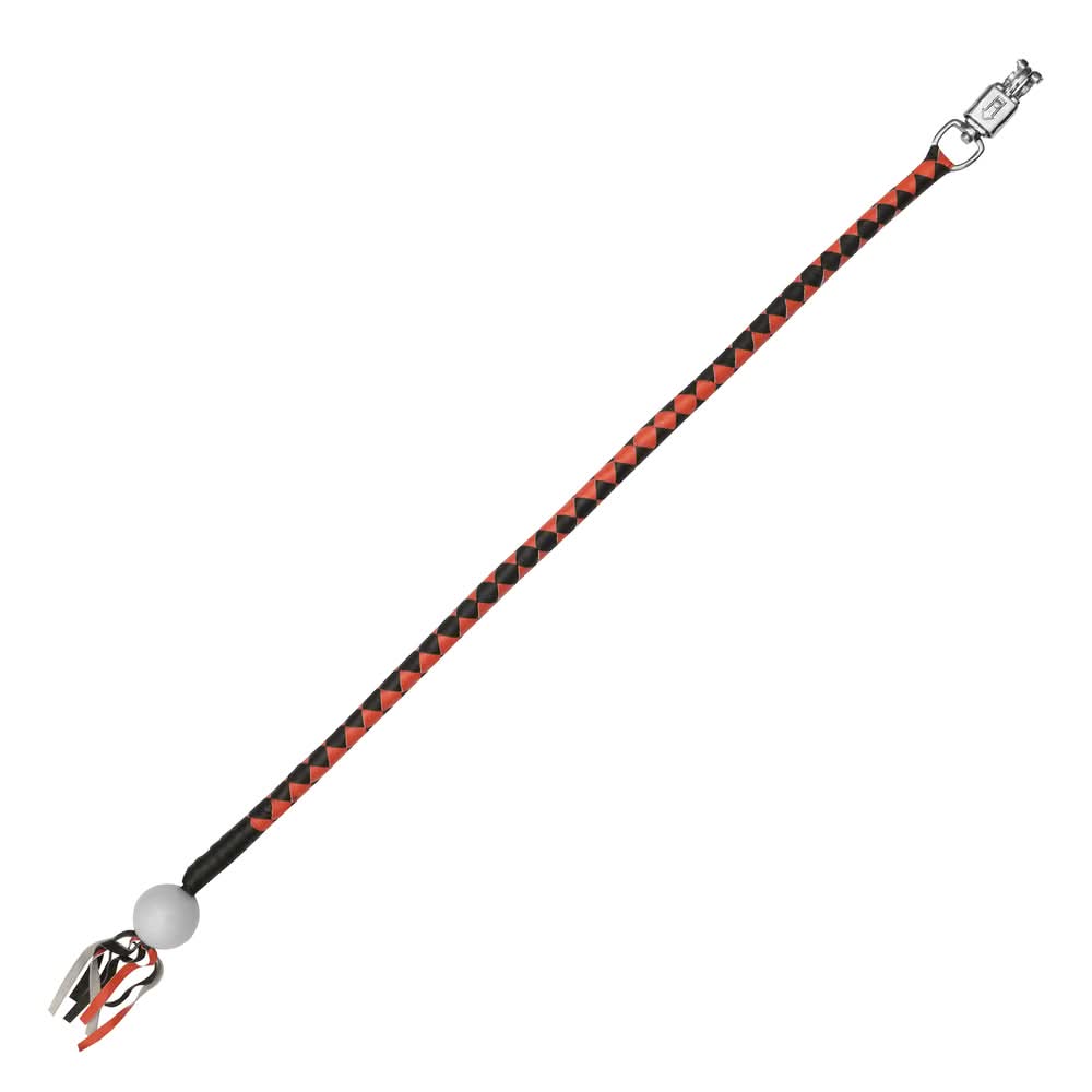 GBW29B Leather Handlebar Fringe - Orange/Black w/ White Pool Ball