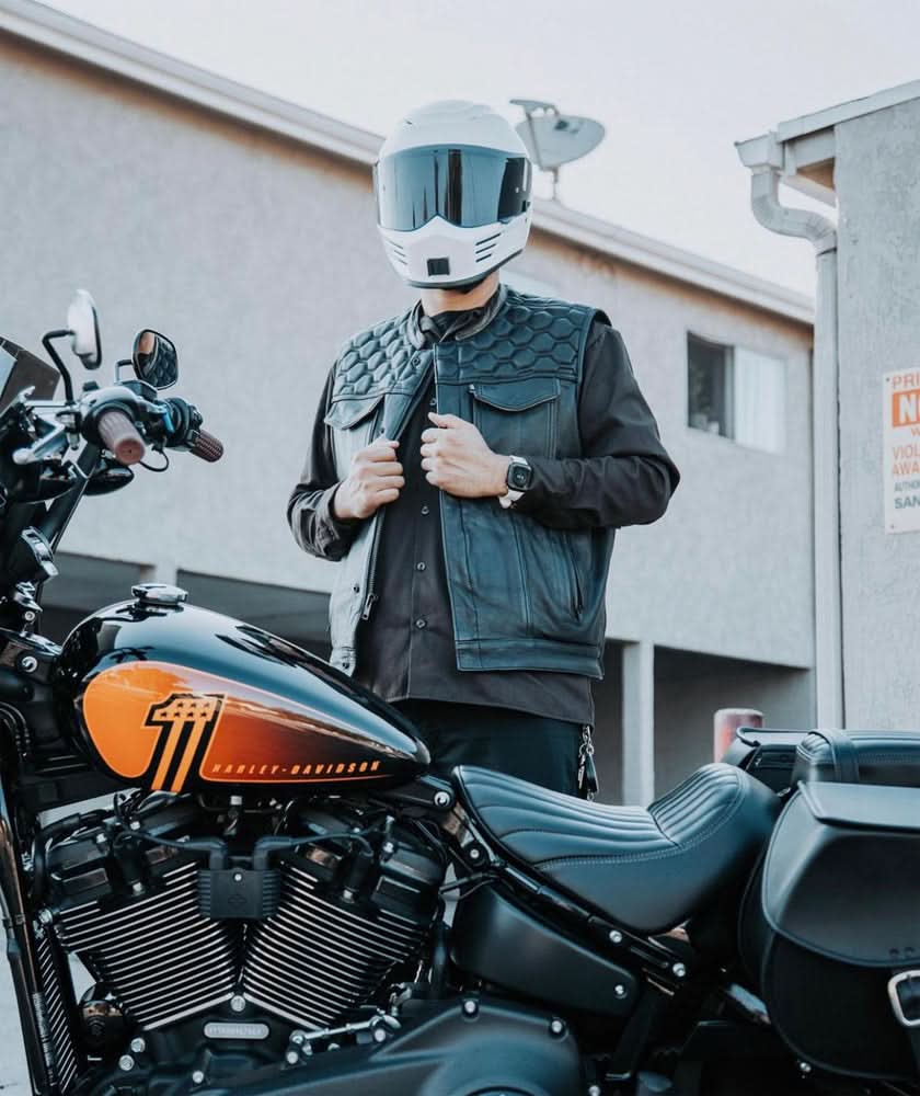 Shadow Shield Mens Motorcycle Leather Vest