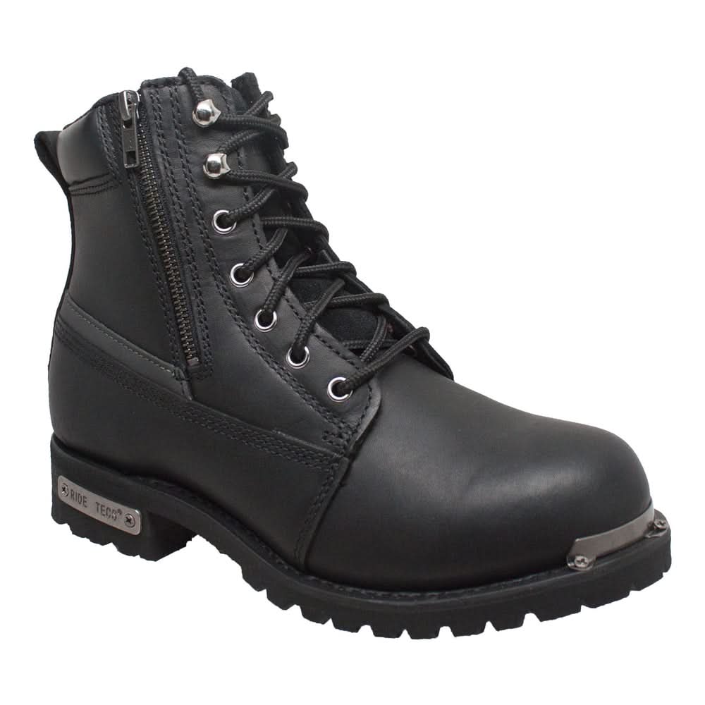 Nitrostep Black 6' Leather Motorcycle Boots Men's Footwear Adtec Footwear