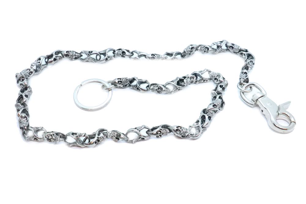 WC-7017 34" Wallet Chain Small Skulls Wallet Chains/Key Leash Renegade Classics