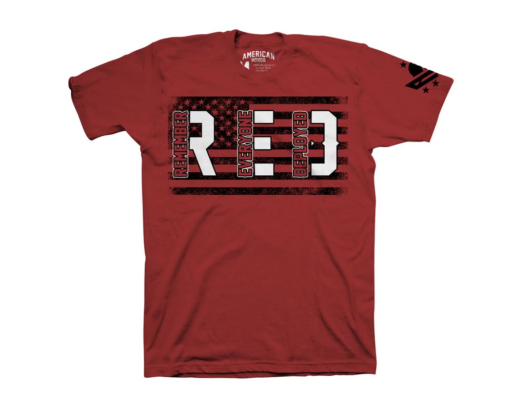 Men's RED T-Shirt – Remember Everyone Deployed – T shirt Men's Shirts Outlaw Threadz