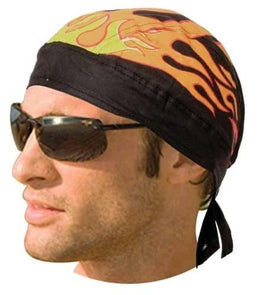 HW2674 Headwrap Black with Flames Headwraps Renegade Classics