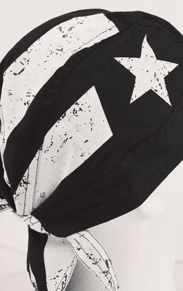 Z903 Flydanna®, Cotton, Black & White Vintage American Flag Headwraps ZAN Headgear