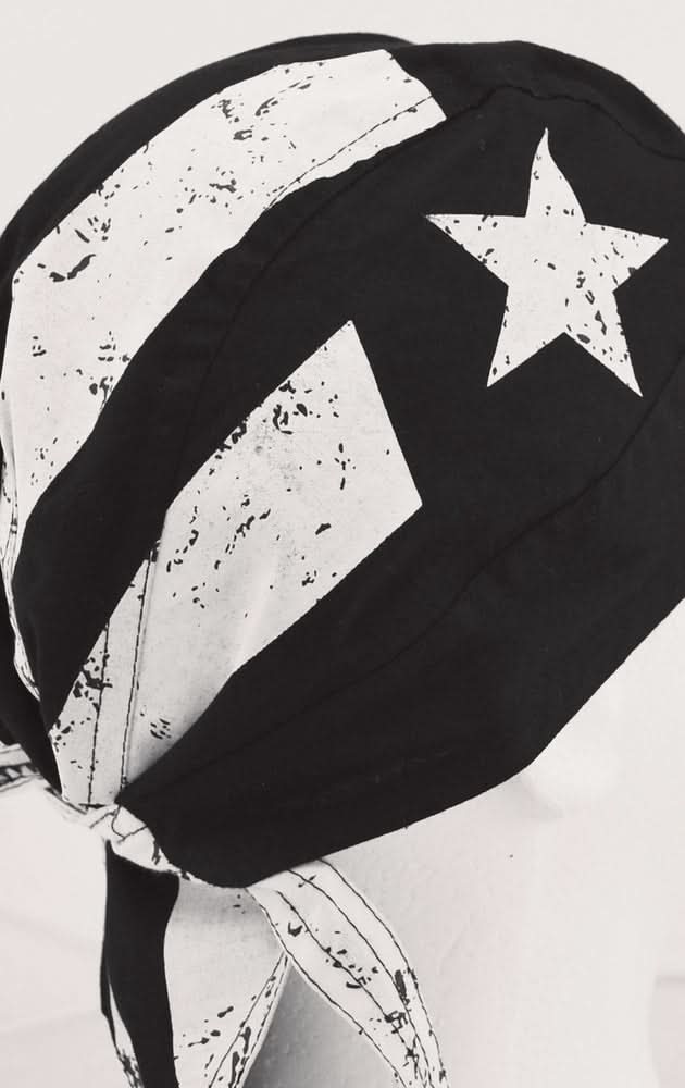 Z903 Flydanna®, Cotton, Black & White Vintage American Flag Headwraps ZAN Headgear