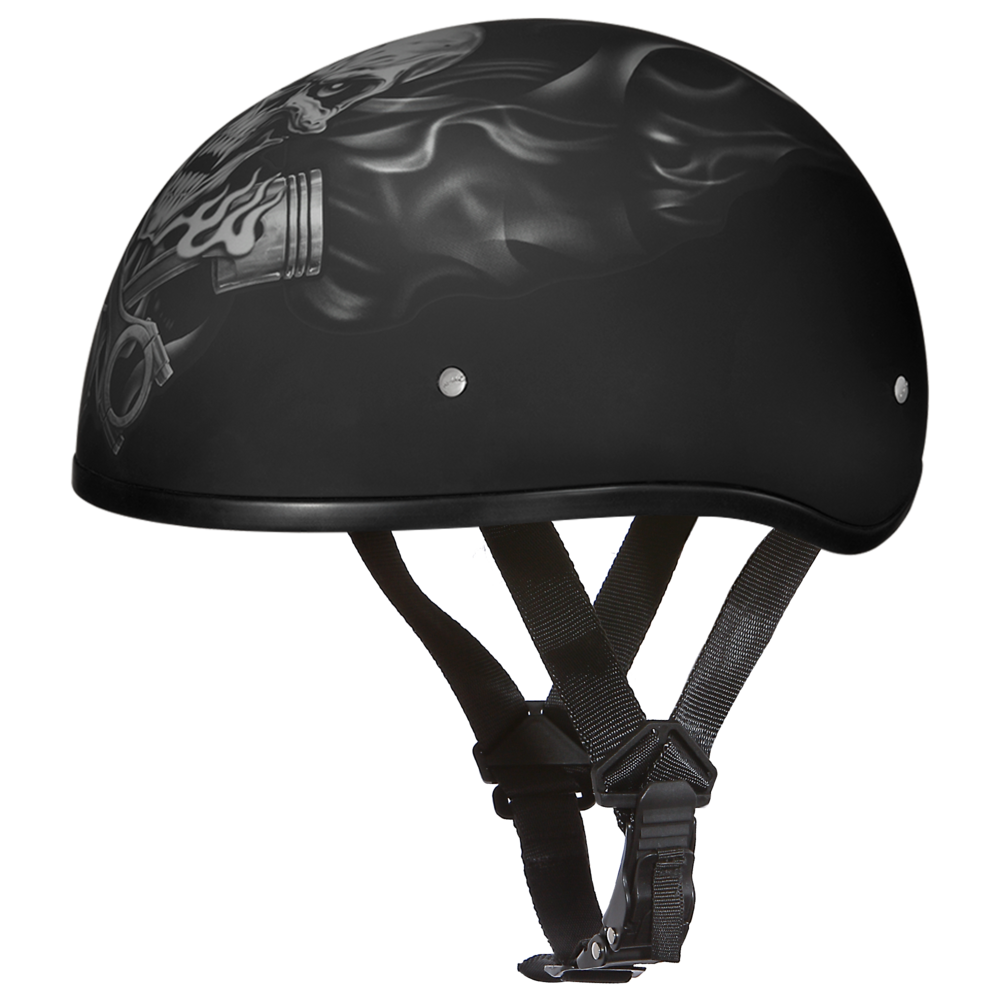 D6-PS D.O.T. DAYTONA SKULL CAP - W/ PISTONS SKULL Helmets Daytona Helmets
