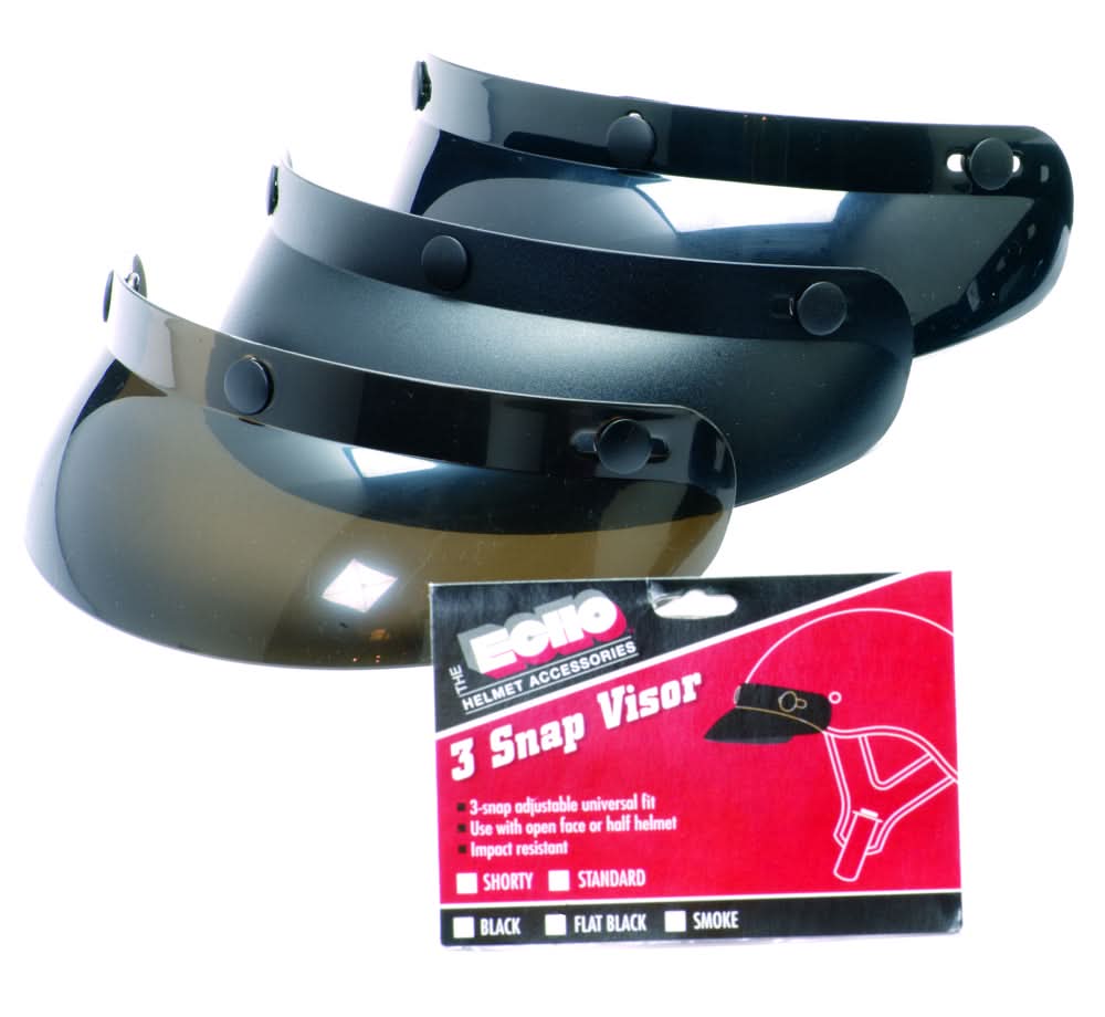 echo shorty 3 snap shield for motorcycle helmet Echo 3 Snap Standard Visor Flat Black 01-006