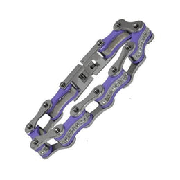 VJ1108 Two Tone Silver/Purple W/White Crystal Centers Bracelets Renegade Classics