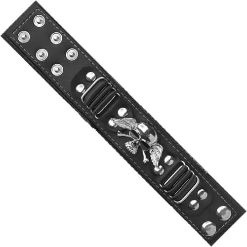 BR-SD1012W Winged Vinyl bracelet with winged skull design. Bracelets Renegade Classics