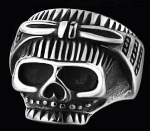 R147 Stainless Steel Biker Chick Skull Biker Ring Rings Renegade Classics