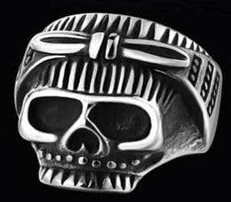 R147 Stainless Steel Biker Chick Skull Biker Ring Rings Renegade Classics
