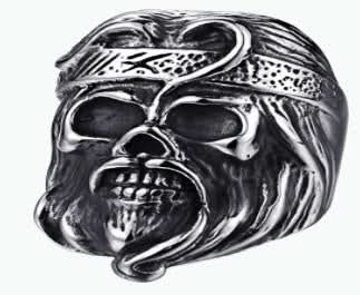 R167 Stainless Steel Anarchy Skull Face Biker Ring Rings Renegade Classics