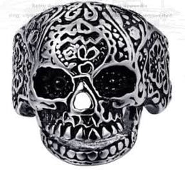R187 Stainless Steel Medium Sugar Cane Skull Face Biker Ring Rings Renegade Classics