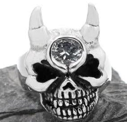 R190 Stainless Steel Diamond Eye Skull Face Biker Ring Rings Renegade Classics