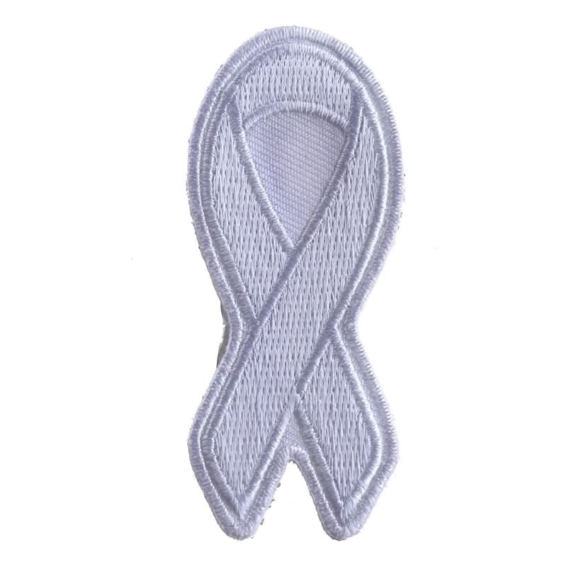 P3778 White Lung Cancer Awareness Ribbon Patch Patches The Cheap Place