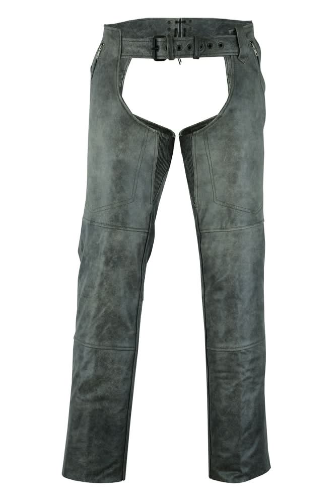 Erova Unisex Gray Motorcycle Leather Chaps Chaps & Pants Renegade Classics