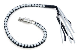 GBW204 Leather Handlebar Fringe - White/Black Leather Handlebar Fringe Renegade Classics