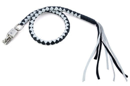 GBW204 Leather Handlebar Fringe - White/Black Leather Handlebar Fringe Renegade Classics