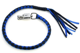 GBW205 Leather Handlebar Fringe - Blue/Black Whips Renegade Classics