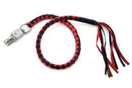 GBW203 Leather Handlebar Fringe - Red/Black Whips Renegade Classics