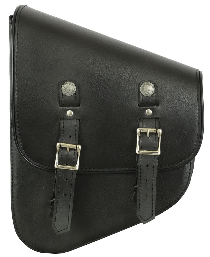 DS Left Side Premium Leather Swing Arm Bag W/ Buffalo Snaps Swingarm Bags Renegade Classics
