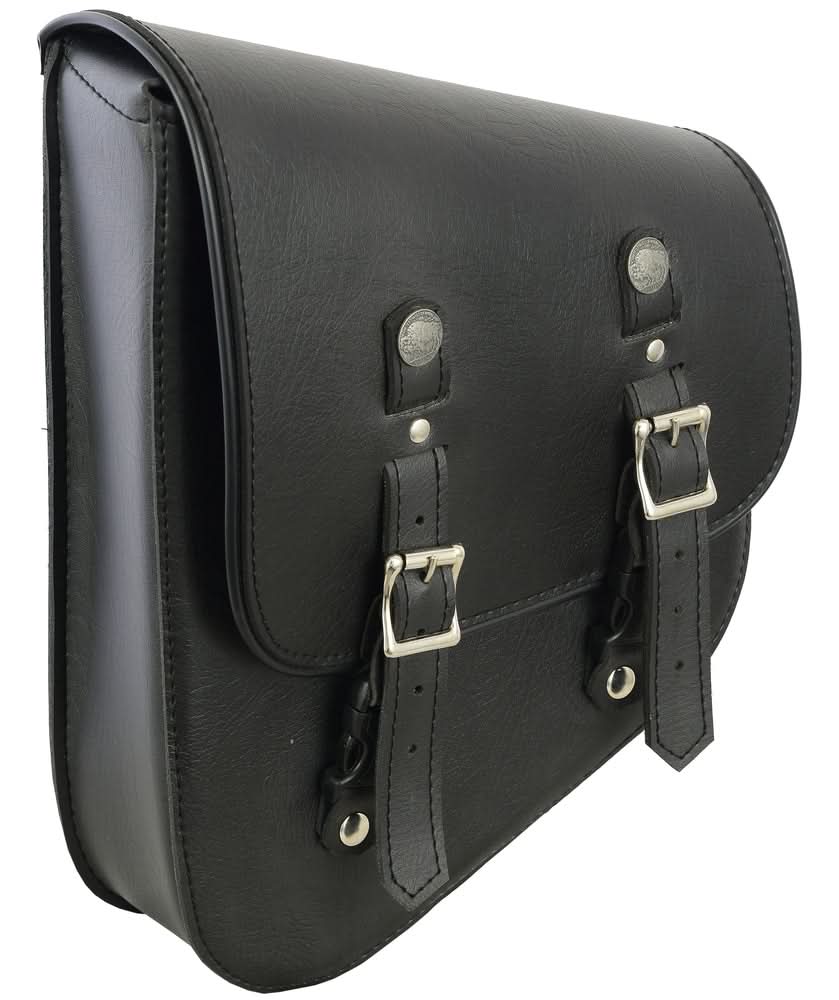 DS Left Side Premium Leather Swing Arm Bag W/ Buffalo Snaps Swingarm Bags Renegade Classics