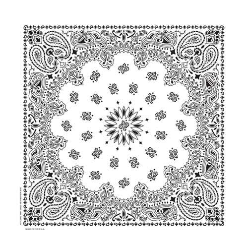 BD2504 Bandana Paisley White Bandanas Carolina Mfg.
