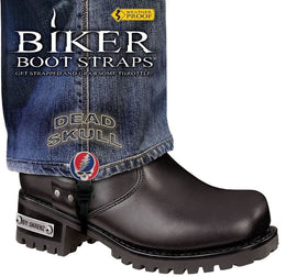 BBS/DS6 Weather Proof- Boot Straps- Dead Skull- 6 Inch Biker Boot Straps Biker Boot Straps