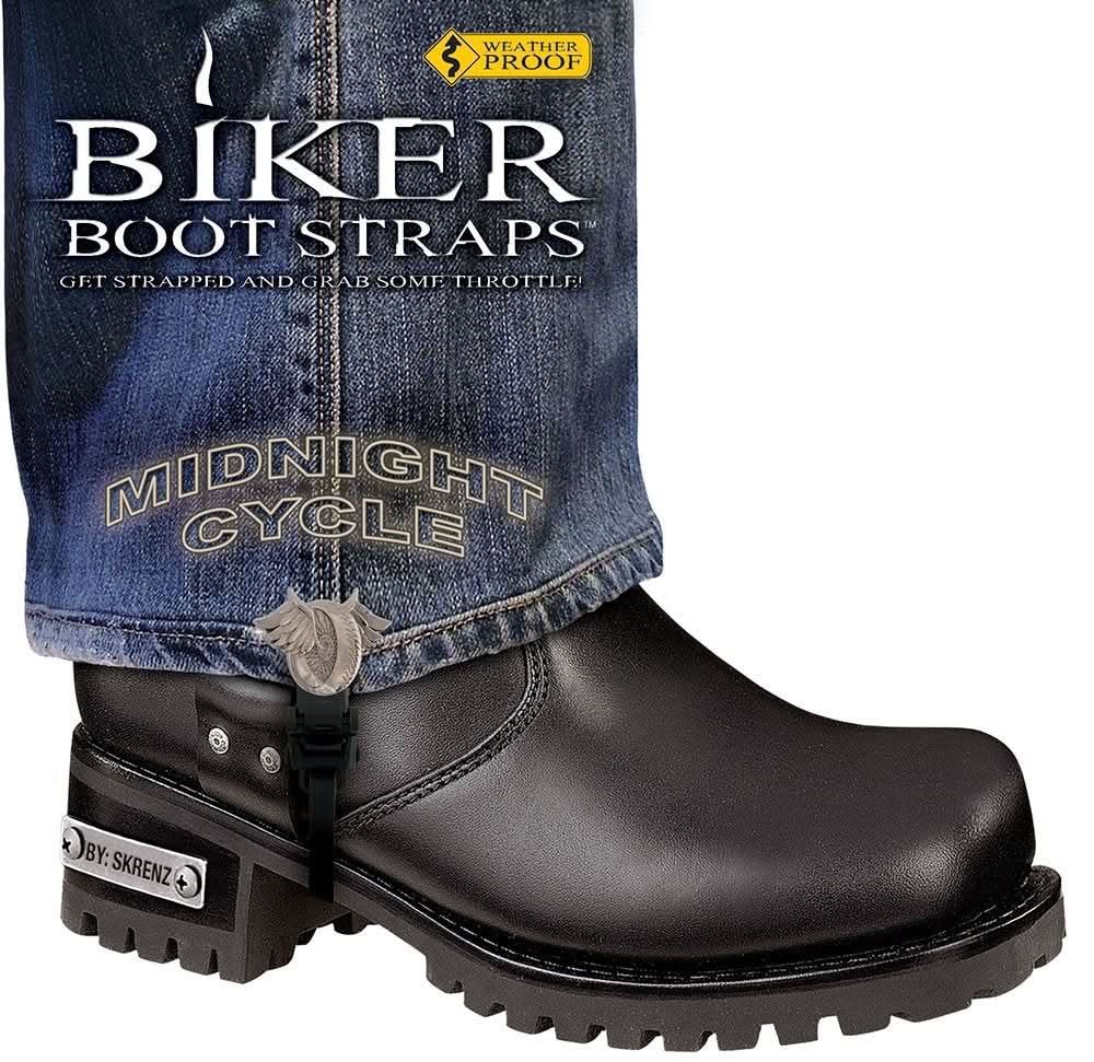 BBS/MD6 Weather Proof- Boot Straps- Midnight Cycle- 6 Inch Biker Boot Straps Biker Boot Straps