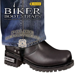 BBS/PD6 Weather Proof- Boot Straps- Police Department- 6 Inch Biker Boot Straps Biker Boot Straps