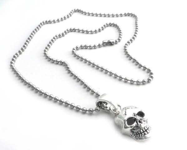 NSBC-SKXL Skull Pendant on Stainless Steel 30" shot beed ball chain Necklaces/ Chokers Renegade Classics