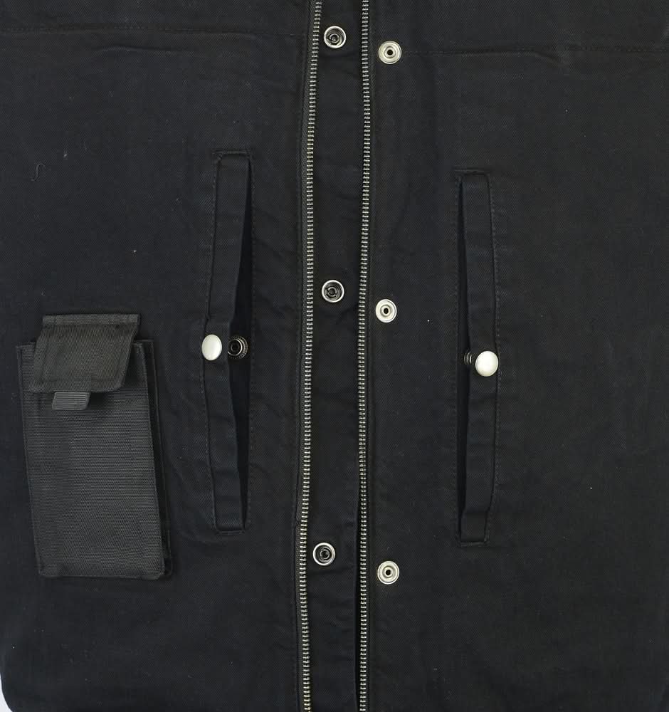 BlackSmith Men's Black Denim Biker Vest Men's Denim Vests Renegade Classics