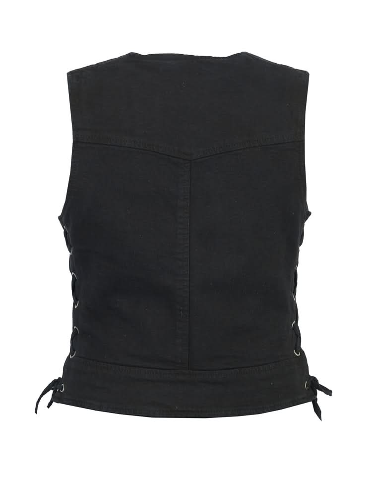 Shadow weave Black womens denim vest Women's Denim Vests Renegade Classics