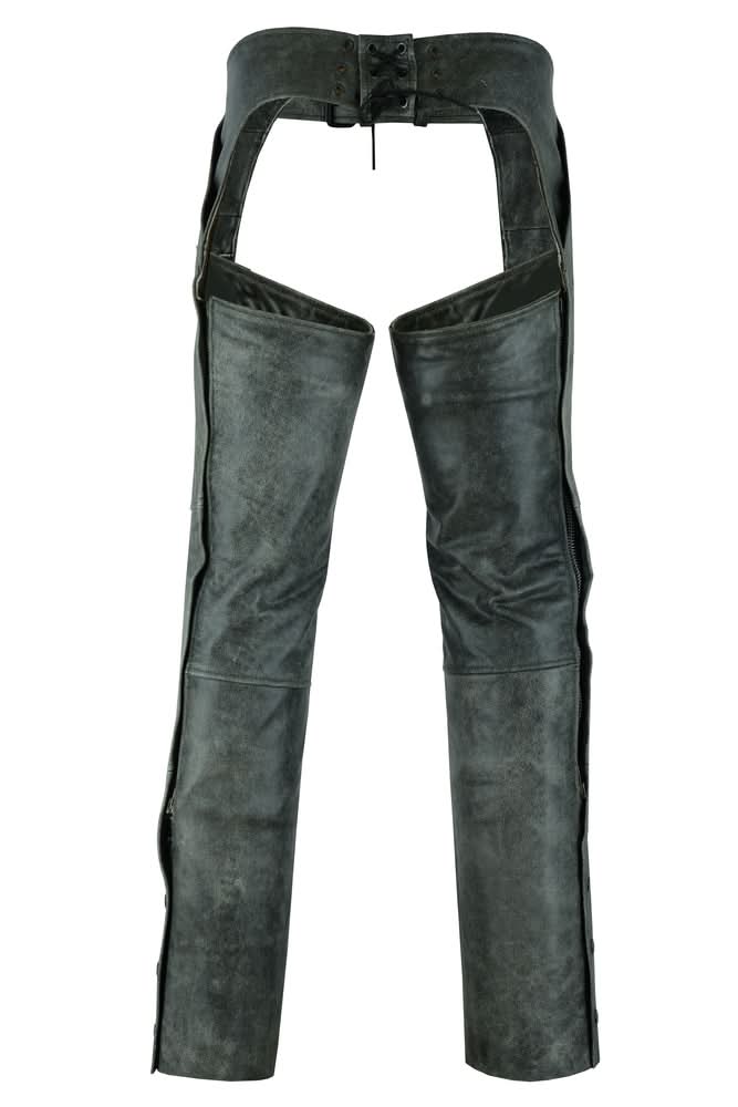 Erova Unisex Gray Motorcycle Leather Chaps Chaps & Pants Renegade Classics