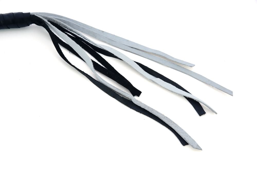 GBW204 Leather Handlebar Fringe - White/Black Leather Handlebar Fringe Renegade Classics