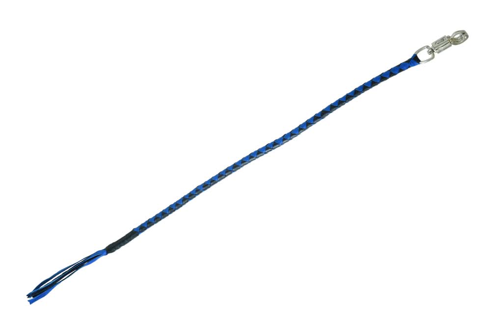 GBW205 Leather Handlebar Fringe - Blue/Black Whips Renegade Classics