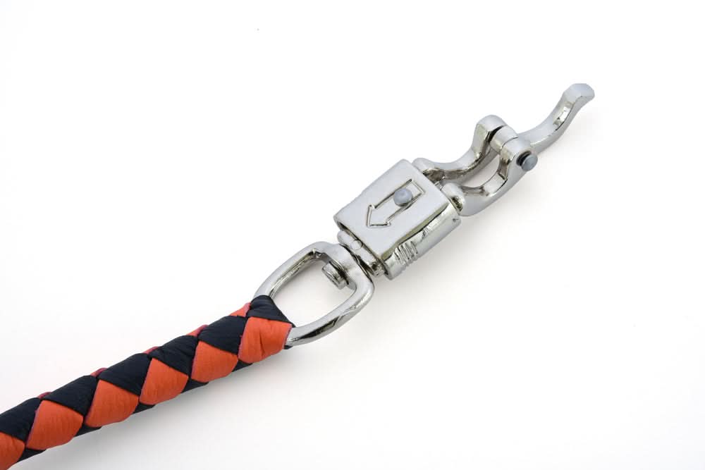 GBW202 Leather Handlebar Fringe - Orange/Black Whips Renegade Classics