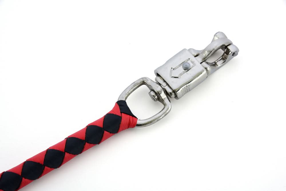 GBW203 Leather Handlebar Fringe - Red/Black Whips Renegade Classics