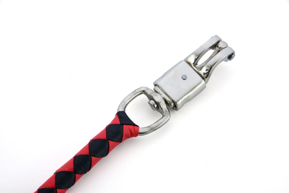 GBW203 Leather Handlebar Fringe - Red/Black Whips Renegade Classics